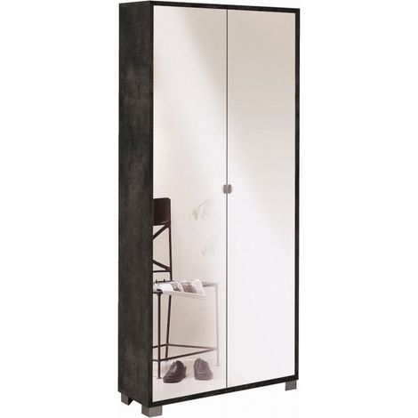 Mueble 2 puertas con espejo 83L x 29P x h190 – Acabado Negro Opaco – Sarmog