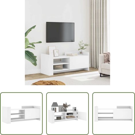 vidaXL Meuble tv bois - Meuble TV Blanc 100x35x40 cm Bois d'ingénierie (1/5)
