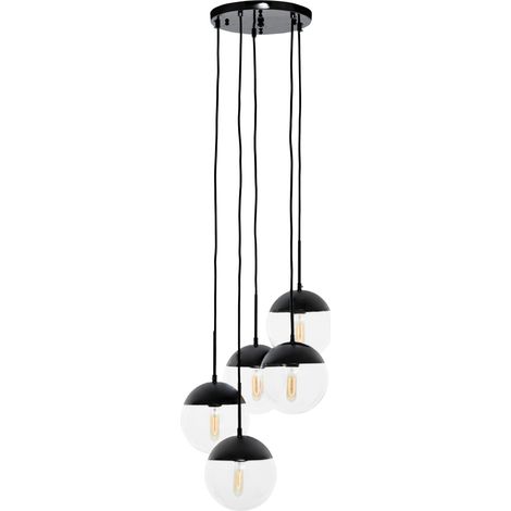 Premier Housewares Chandelier / Ceiling Light Small Black Pendant Lights For Ceiling / Hallway / Living Room 5 Bulb Hanging Lighting For Halls / Bedroom 45 x 180 x 45 (1/4)
