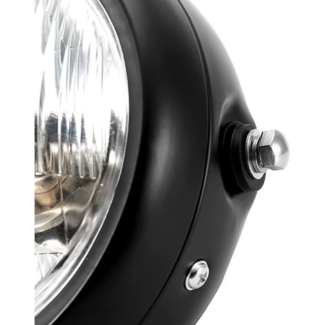Phares de moto modifiés : phares noirs à verre jaune, phares rétro (1/5)