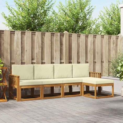 vidaXL Outdoor-Sofagarnitur 5 pcs Natur und Creme Massivholz Akazie (1/5)