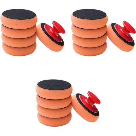 Adatto per set da 18 pezzi di dischi, spugne e schiuma detergente per la lucidatura e la ceratura dell'auto tamponi in microfibra con manici antiscivolo per lo styling dell'auto.