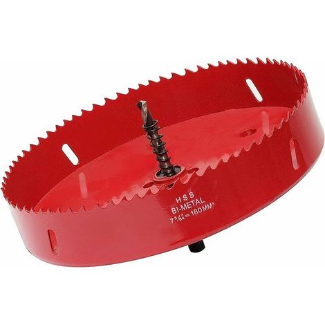 Scie cloche 120 mm, acier rapide HSS M42 bi-métal, fraise à trous avec tige hexagonale et foret pour bois, cloison sèche et tôle métallique, 1 pièce, rouge (1/5)