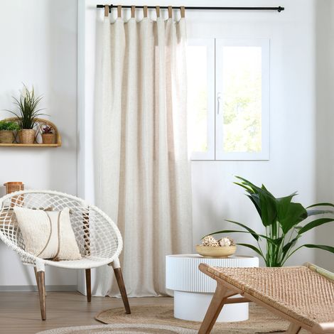 Voilage tamisant polylin à pattes Naturel 140x240 cm