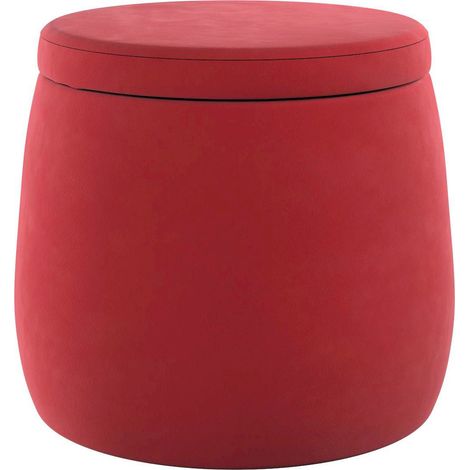 Pouf rangement en velours - Rouge Cerise (1/5)