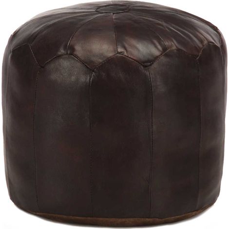 vidaXL Pouf 40 x 35 cm Marron foncé Cuir véritable de chèvre (1/4)