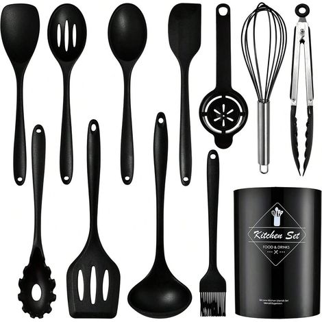 Ensemble de 15 pièces de batterie de cuisine antiadhésive en silicone, (1/3)