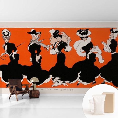 Papier peint intissé à motifs décoratifs pour salon chambre et bureau Décoration murale élégante avec colle Tenues féminines 416x254 cm (1/5)
