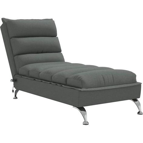 Chaise longue Transat Bain de soleil de massage avec coussins gris foncé tissu (1/5)