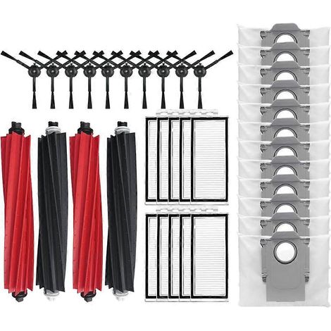 Accessoires pour aspirateur robot Roborock Q5 Max+ DuoRoller+ : brosse principale, filtre HEPA, chiffon de nettoyage, sac à poussière (1/5)