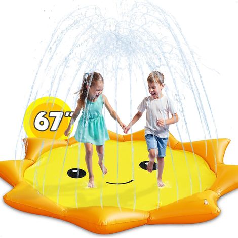 Piscine gonflable à vagues pour enfants (1 à 8 ans) - Jeux d'eau dans le jardin - Adaptée aux chiens - Piscine avec arroseurs (1/5)