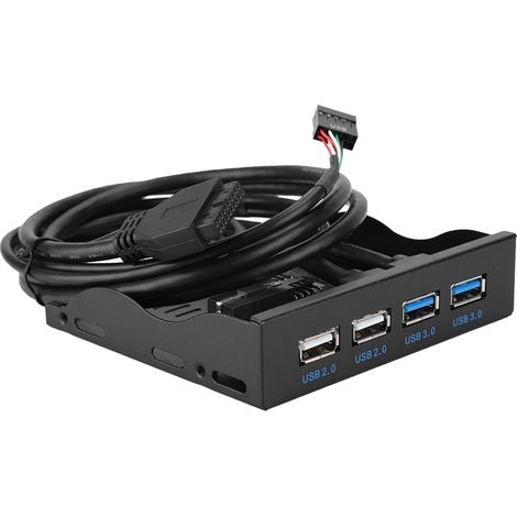 Panneau avant pour lecteur de disquettes 4 ports USB 3.0 + USB 2.0 haute vitesse 3,5 pouces, 19 broches T9 (1/5)