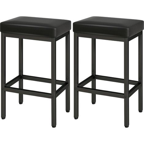 Barhocker 2er Set, 66 cm, Schwarz, Leder-Optik, Metallgestell (1/5)