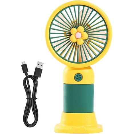 Ventilatore portatile - Ricaricabile tramite USB - Con supporto - Ventilatore manuale ricaricabile - Per uomo e donna - Per esterni, interni, viaggi, casa, cucina, ufficio (1/5)