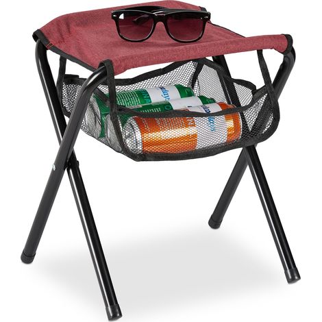 Relaxdays folding camping stool with bag, holds weight of up to 120kg, folding, lightweight fishing seat, outdoor, red