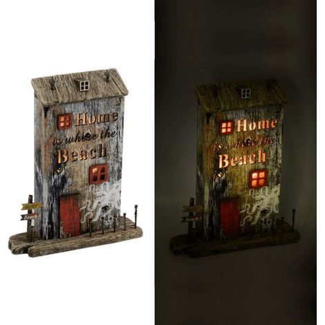 Meeresdekoration Holzhaus Oktopus mit LED Cm22X6,5H27