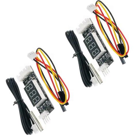 Carte de contrôle de vitesse de ventilateur PWM à 4 fils avec capteurs de température, affichage LCD numérique, DC12V 3A, arrêt automatique, multicolore (2 jeux)