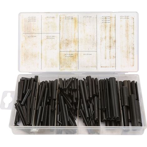 Kit d'assortiment de 450 goupilles creuses fendues en acier avec ressort et rouleau de tension (1/5)