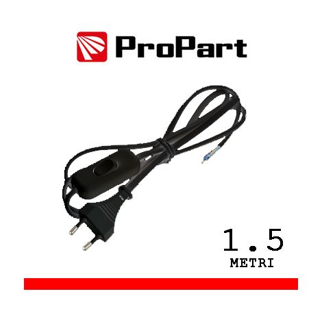Cavetto con interruttore 1.5m spina10A 2poli nero polybag