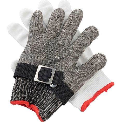Tablecraft set 2 guanti antitaglio in acciaio inox, rosso taglia XS, professionale