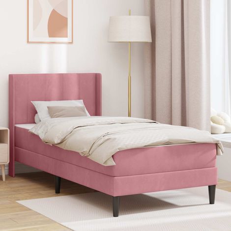 Cadre de lit avec matelas Rose 80 x 200 cm Velours