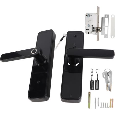 Serrure connectée Aluminium Noir Empreinte Carte Code Clé Mécanique Anti-effraction Maison Bureau 2 Clés Incluses (1/5)