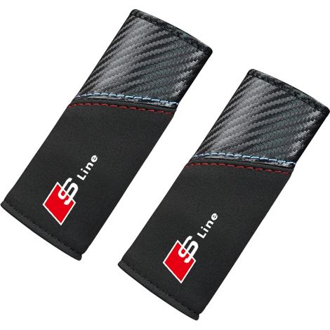 (2 pièces compatibles avec la ligne S, FMP - Noir carbone) 2 housses en cuir pour accoudoirs de portières et poignées de toit de voiture, compatibles avec Audi A7, A3, A4, A6, A5, Q5, A1, Q7, Q3, Q4, (1/4)
