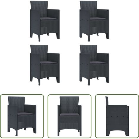 Chaise de terrasse - Chaise de jardin 4 pcs Anthracite 53 x 49 x 85 cm Polypropylène (1/5)