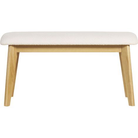 Banco nórdico de borreguillo blanco y madera clara 92 cm ELION