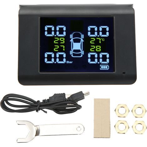 Kit TPMS sans fil avec 4 capteurs externes, écran LCD, alarme sonore, surveillance pression pneus pour voiture, camion, camping-car (1/5)