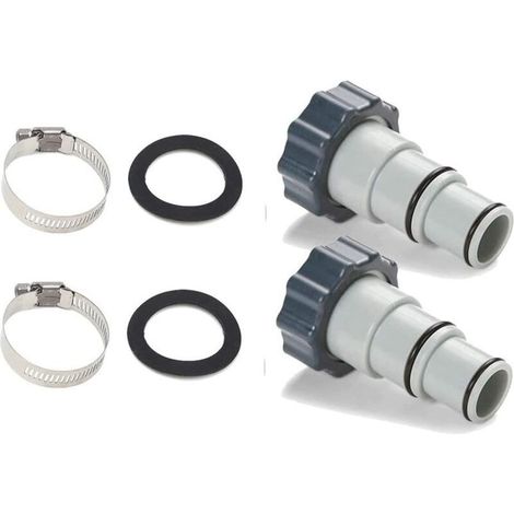 Adaptateurs de tuyau à filetage et à collier INTEX pour tuyaux de 1,5 et 1,25 pouce, adaptés aux combinaisons de pompes de filtration. (1/4)