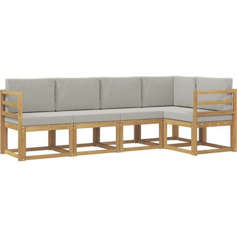 Outdoor Sofa Set with Cushion 5 pcs White and Light Grey vidaXL (1/5)