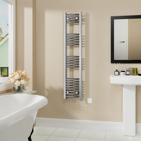 WarmeHaus Electric Curved Bathroom Radiator Chrome 1400x300mm