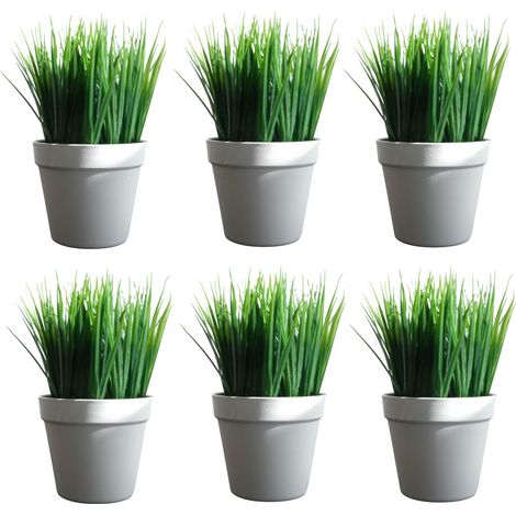 Pack of 6 x 22cm Artificial Grass Plant (1/5)