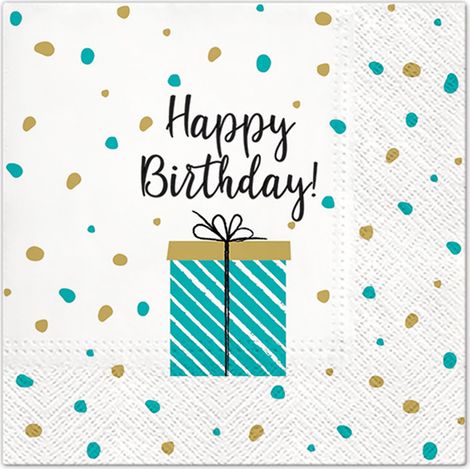20 serviettes en papier 33 x 33 cm Happy birthday