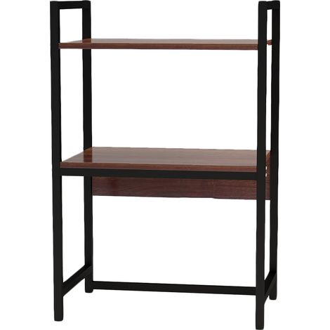 Scaffale da Scrivania Multiuso 3 Ripiani 53x35x80 cm per Stampante Ufficio in MDF Noce e Nero (1/5)