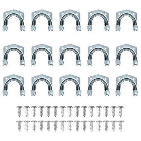 Pair Lot de 15 crochets multi-outils robustes pour rangement de la maison et du garage – Support mural antidérapant double crochets pour entrepôt, garage, abri de jardin, outils de jardin (1/4)