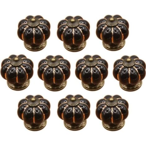 (Negro) 10 pomos de cerámica para cajones, pomos para muebles de cocina y armarios - Crezuo