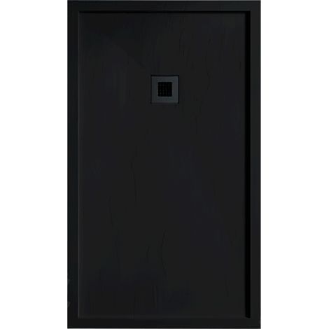Mineralguss-Duschwanne extra flach mit Rand SARIN SCHWARZ 100x120 cm Auslaufschutz in Farbe