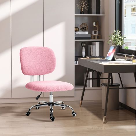 CHICFURN Silla de oficina ergonómica 48x53x80-90 cm de poliéster rosa sin reposabrazos (1/5)