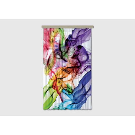 Colored smoke, rideau imprimé motifs fumée multicolore 140x245 cm, 1 pièce (1/5)