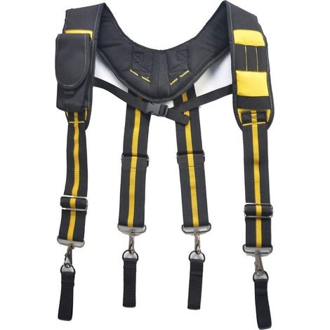 Harnais porte-outils, harnais de travail réglable avec pochette pour téléphone pour électricien et charpentier, noir (1/4)