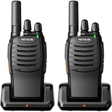 Talkie Walkie Professionnel, Talkie Walkie Rechargeable Appairage en Un clic, Alarme d'urgence, Type-C, VOX, Lampe de Poche, Talkie-Walkies pour Famille, Vélo (Noir, 2 Pièces) (1/5)