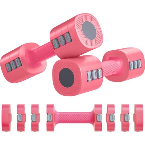 Ensemble d'haltères, poids ajustable, forme carrée, polyvalent, noyau en métal, rouge (1/5)