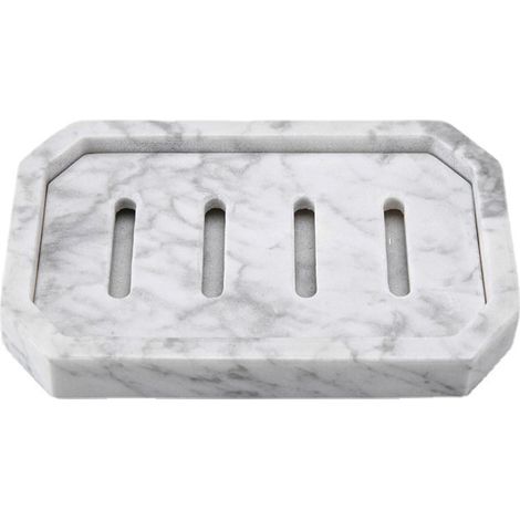 Porte-savon en marbre Porte-savon en acier inoxydable pour salle de bain et douche Porte-savon à double vidange (1/5)