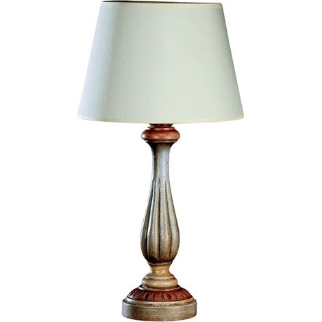 Lume In Legno Classico Avorio E Rosa Antico Con Paralume 1 Luce Allodola