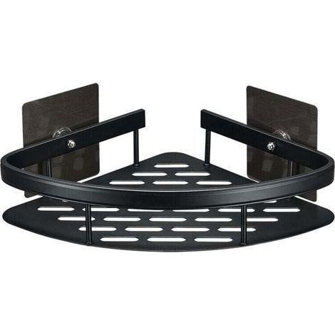 Étagère de salle de bain - Coin d'étagère triangulaire-22x29×5.5CM, (Noir) 1pc (1/5)