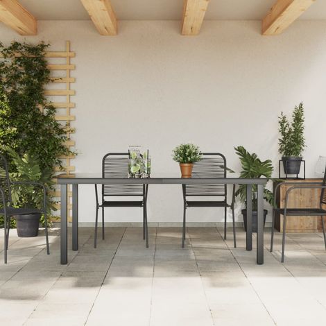 INLIFE Table de jardin Noir 190 x 90 x 74 cm Aluminium et verre (1/3)