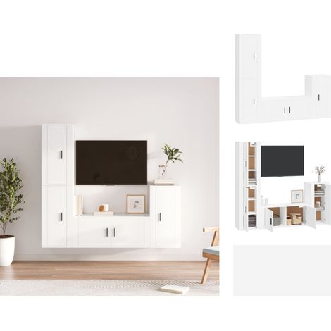 TV-Möbel - Living 4-tlg. TV-Schrank-Set Weiß Holzwerkstoff (1/5)