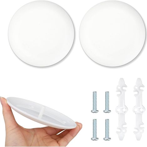 2pcs CP3540 Plaque Plafond, Plastique Couvercle Rond Boîte Électrique pour Trous de 8,89 à 10,16cm Cache Détecteur de Fumée Cache-Trou Luminaire (Blanc) (1/5)